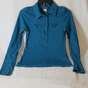 Unionbay Cotton Partial‎ Button Front Top Size L